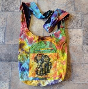 Tie dye elephant hippie hobo bag